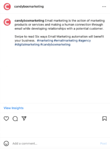 example of cta using candybox instagram caption