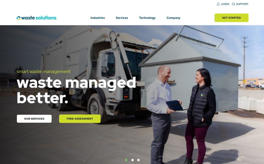 front page of waste management website