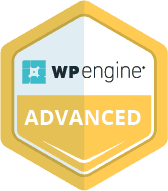 Footer badge for Candybox Marketing website, showcasing WP Engine Advanced certification.